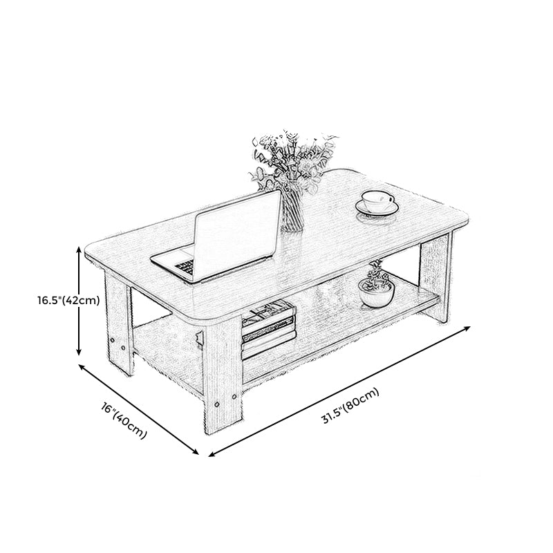 Modern Style Wood-paneled Rectangular Coffee Table with a 4 Legs Base