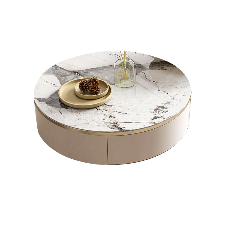 Contemporary White Coffee Table with Storage Metal Cocktail Table