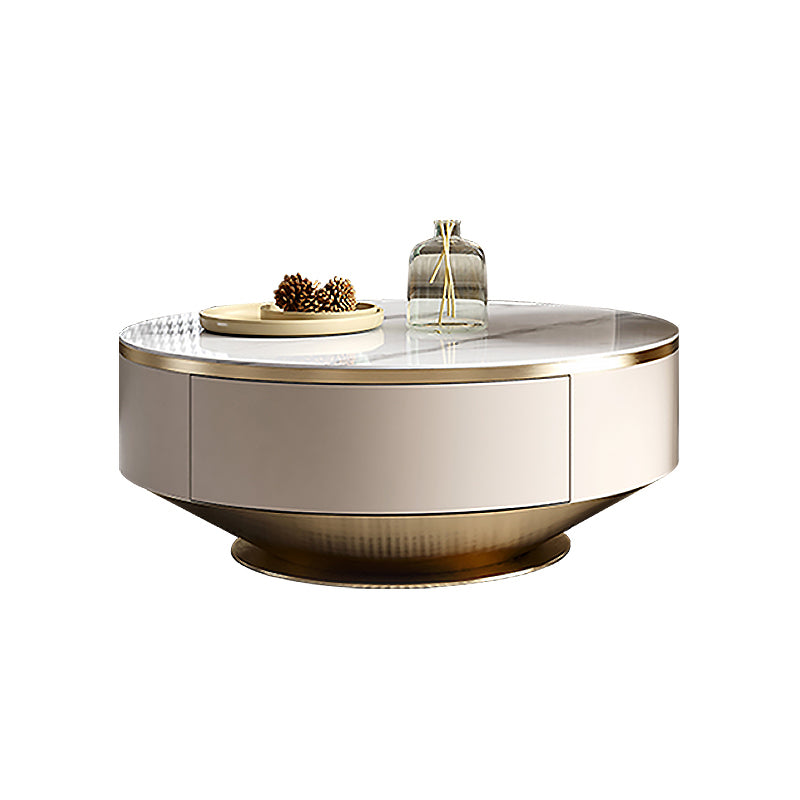 Contemporary White Coffee Table with Storage Metal Cocktail Table