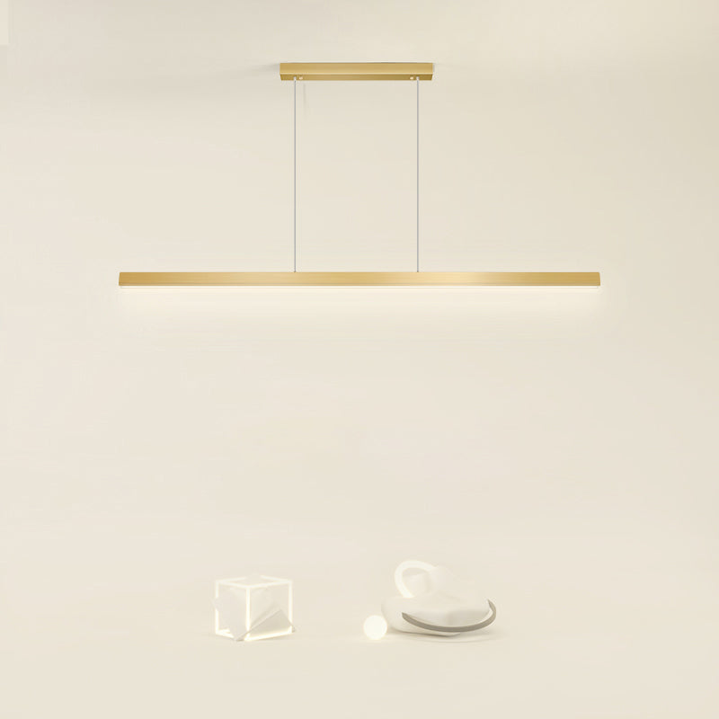 Contemporary Linear Shape Pendant Light Metal 1 Light Pendant Lighting Fixture in Gold