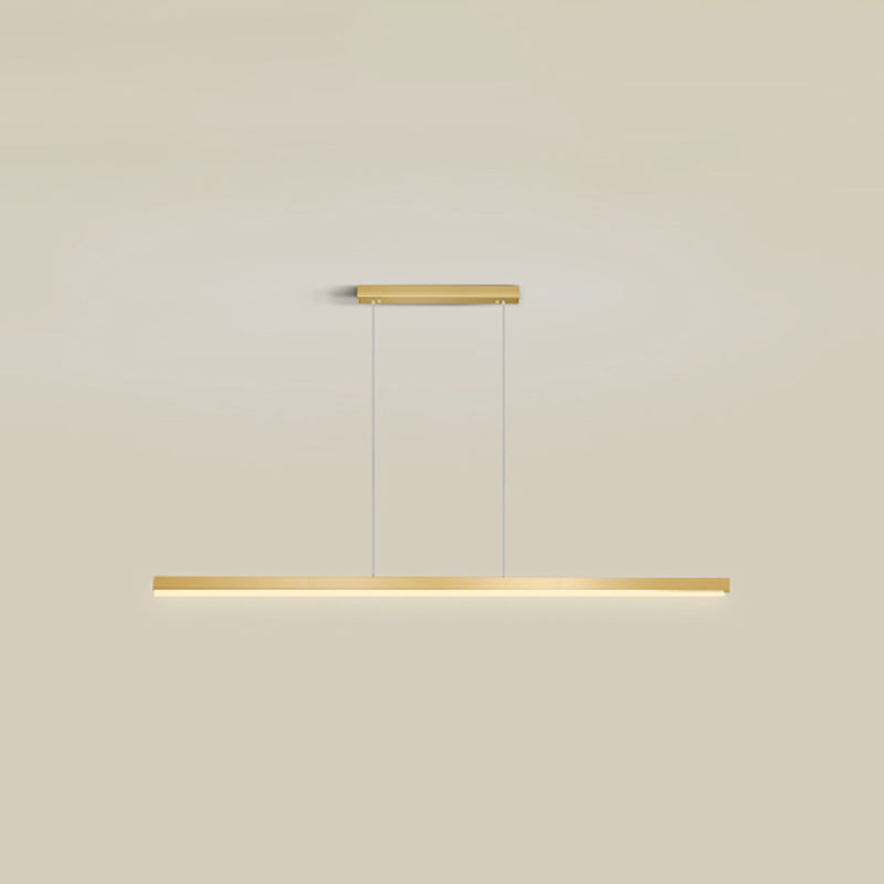 Contemporary Linear Shape Pendant Light Metal 1 Light Pendant Lighting Fixture in Gold