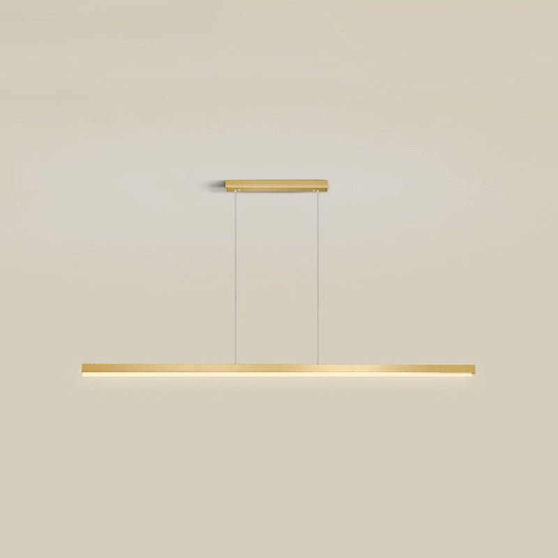 Contemporary Linear Shape Pendant Light Metal 1 Light Pendant Lighting Fixture in Gold