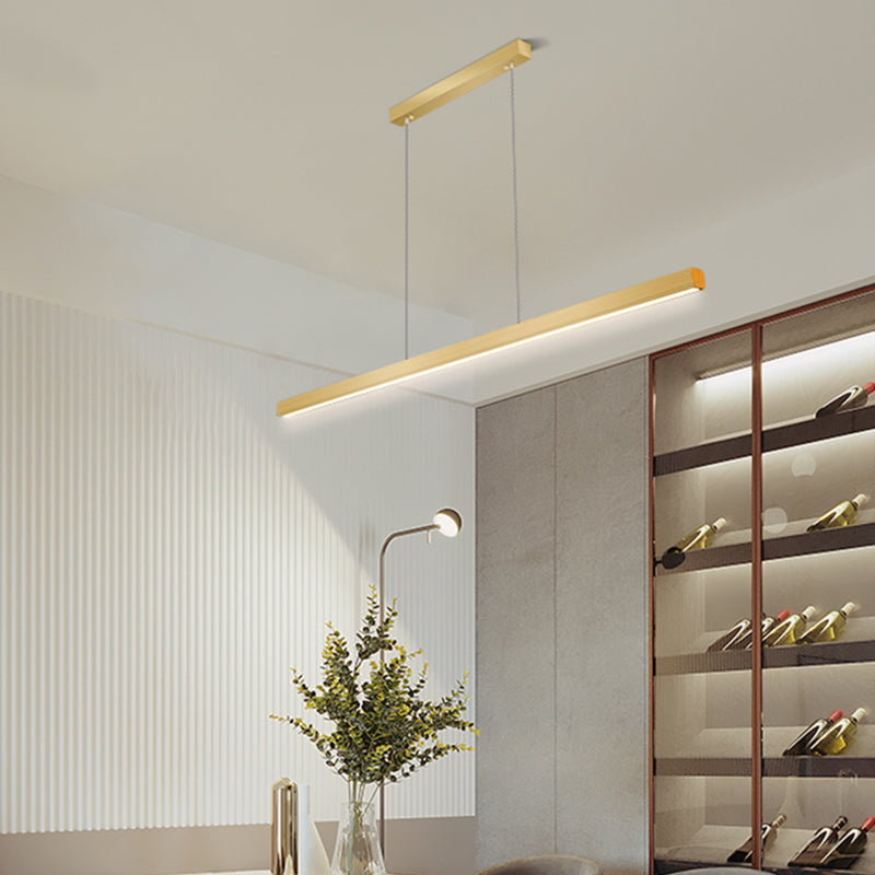 Contemporary Linear Shape Pendant Light Metal 1 Light Pendant Lighting Fixture in Gold