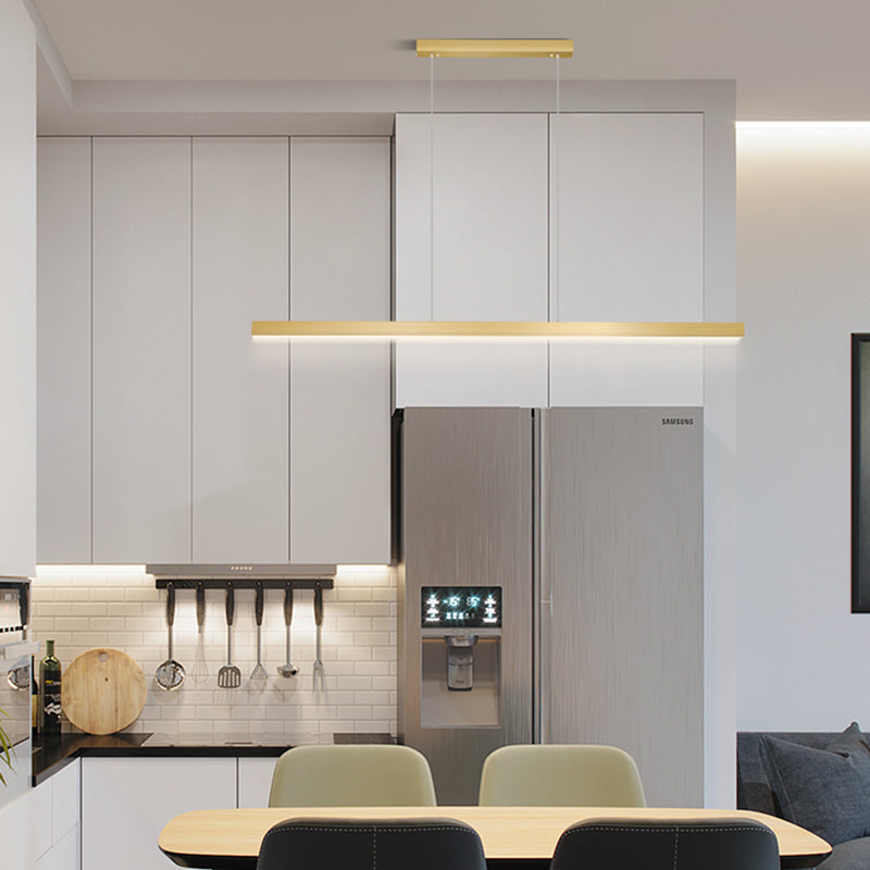 Contemporary Linear Shape Pendant Light Metal 1 Light Pendant Lighting Fixture in Gold