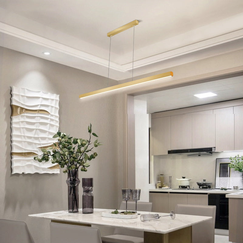 Contemporary Linear Shape Pendant Light Metal 1 Light Pendant Lighting Fixture in Gold