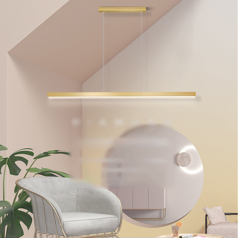 Contemporary Linear Shape Pendant Light Metal 1 Light Pendant Lighting Fixture in Gold