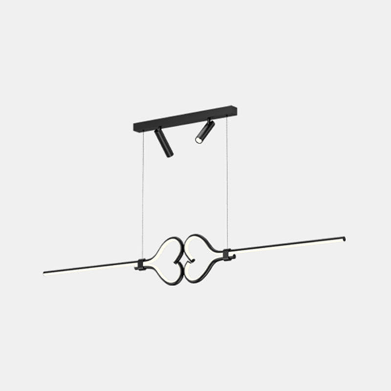 Linear Shape Island Lighting Ideas Contemporary Style Metal Island Pendants in Black