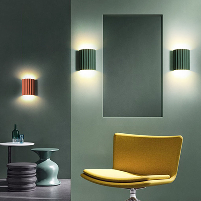Half-Cylinder Wall Sconce Lighting Modern Style Metal 2 Lights Wall Washer Sconce