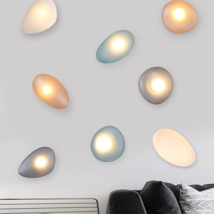 Nordic Style LED Wall Light Cobblestone Shape Wall Lamp with Glass Shade for Living