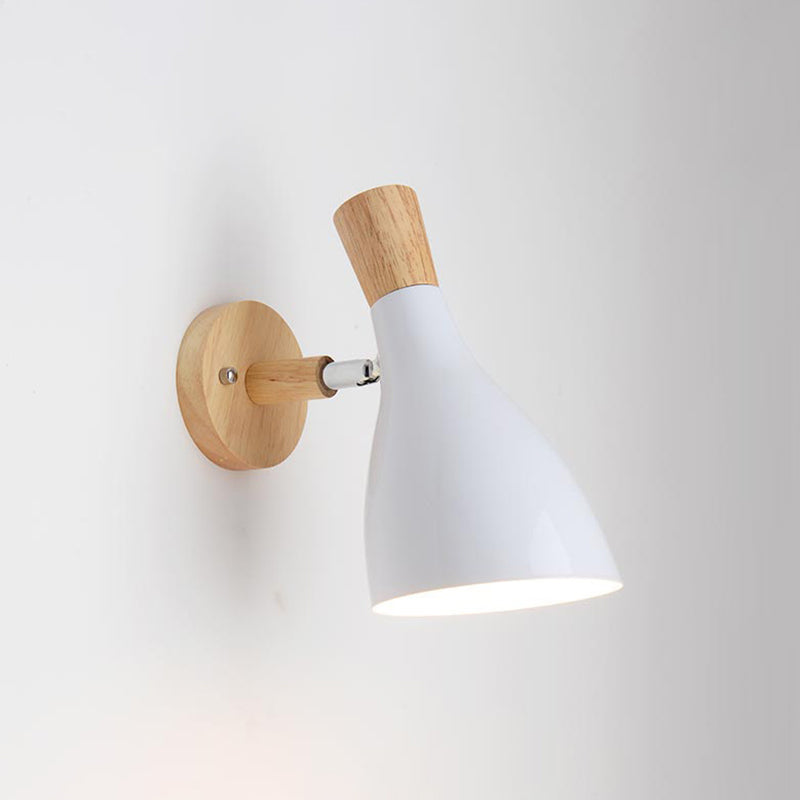 Nordic Metal Wall Light Geometric Colorful Wall Sconce with Wood for Living Room