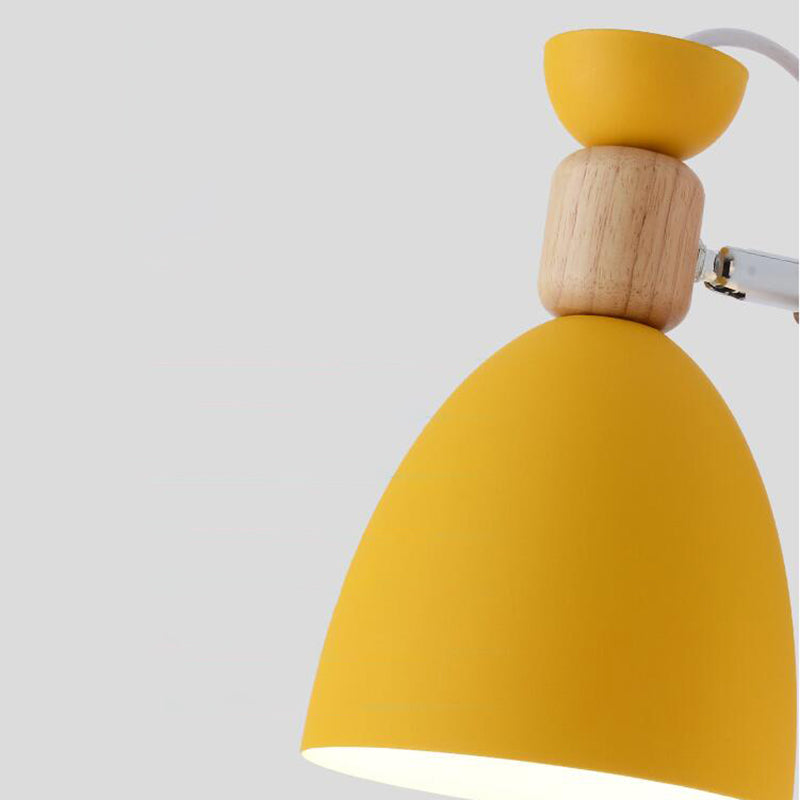 Nordic Metal Wall Light Geometric Colorful Wall Sconce with Wood for Living Room