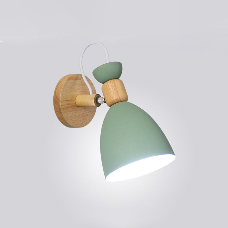 Nordic Metal Wall Light Geometric Colorful Wall Sconce with Wood for Living Room