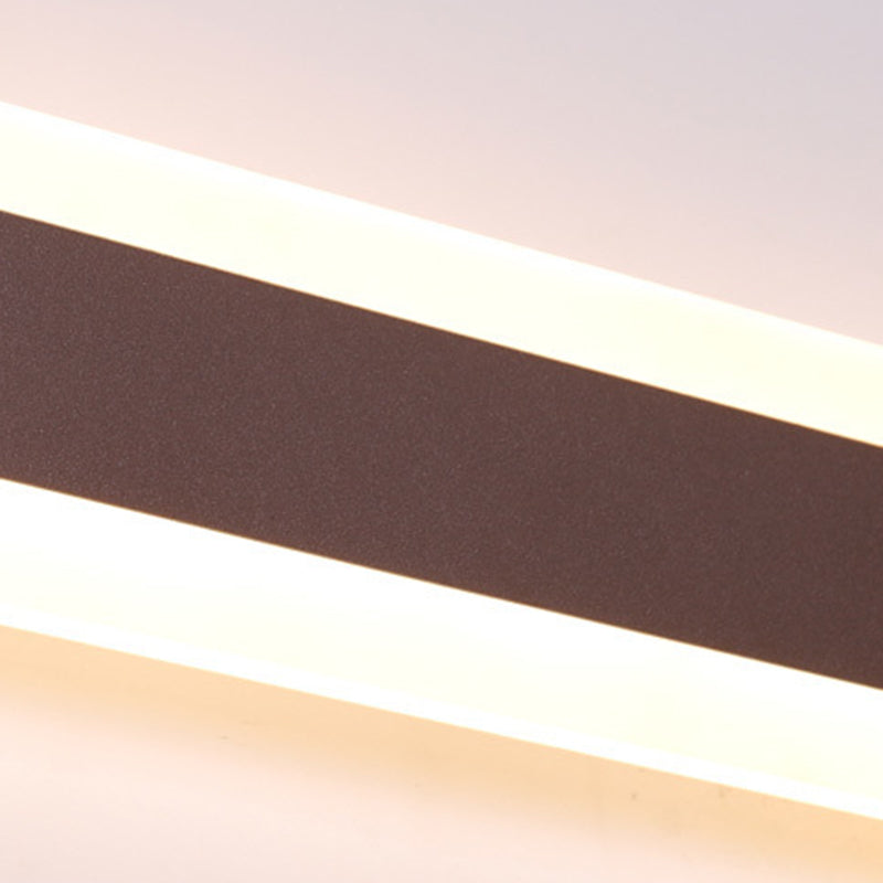 Metal Linear Shape Mirror Wall Light Modern 1 Light Mirror Wall Mount Fixture in Brown