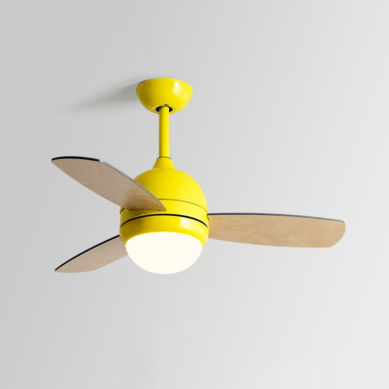 Metal Round Shape Ceiling Fan Light Kids Style 1-Light Ceiling Fan Lighting for Bedroom
