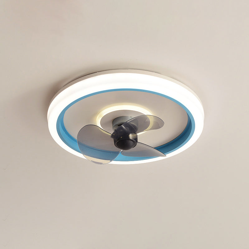 Modern 20" Wide LED Fan Light Metal Round Flush Mount Light for Living Room