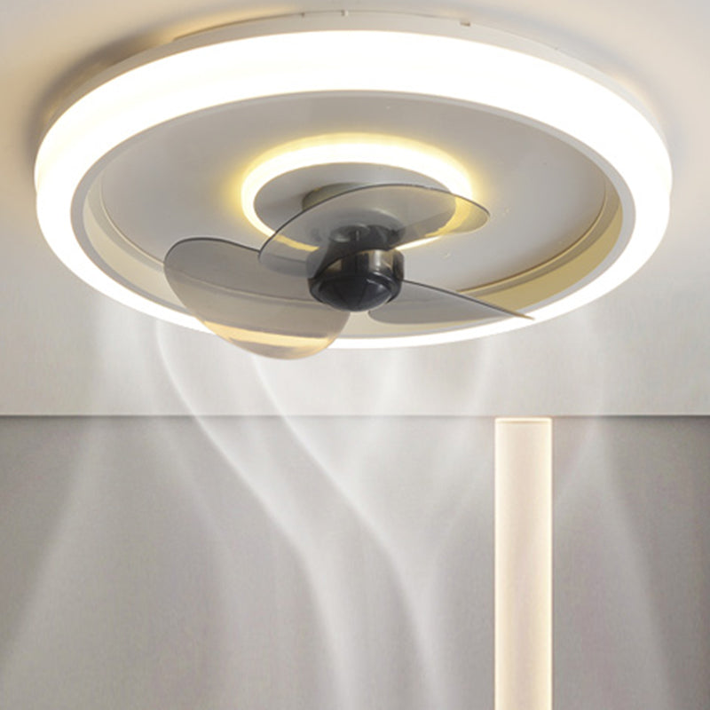 Modern 20" Wide LED Fan Light Metal Round Flush Mount Light for Living Room