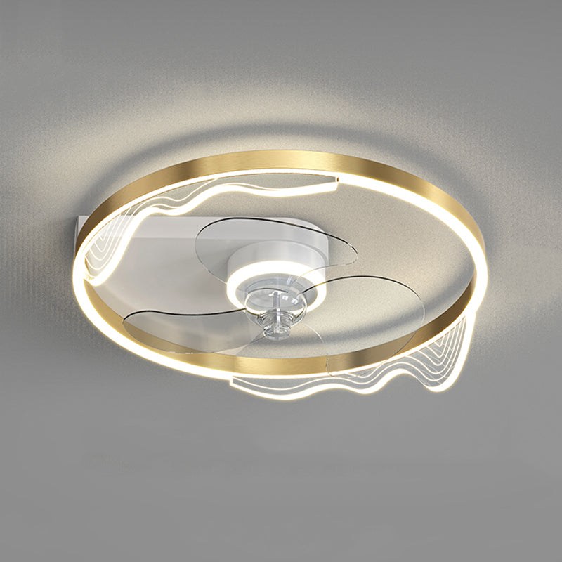 Modern Style LED Fan Light Metal Geometric Flush Mount Light for Living Room