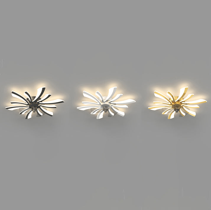 Modern Style LED Fan Light Metal Geometric Flush Mount Light for Living Room
