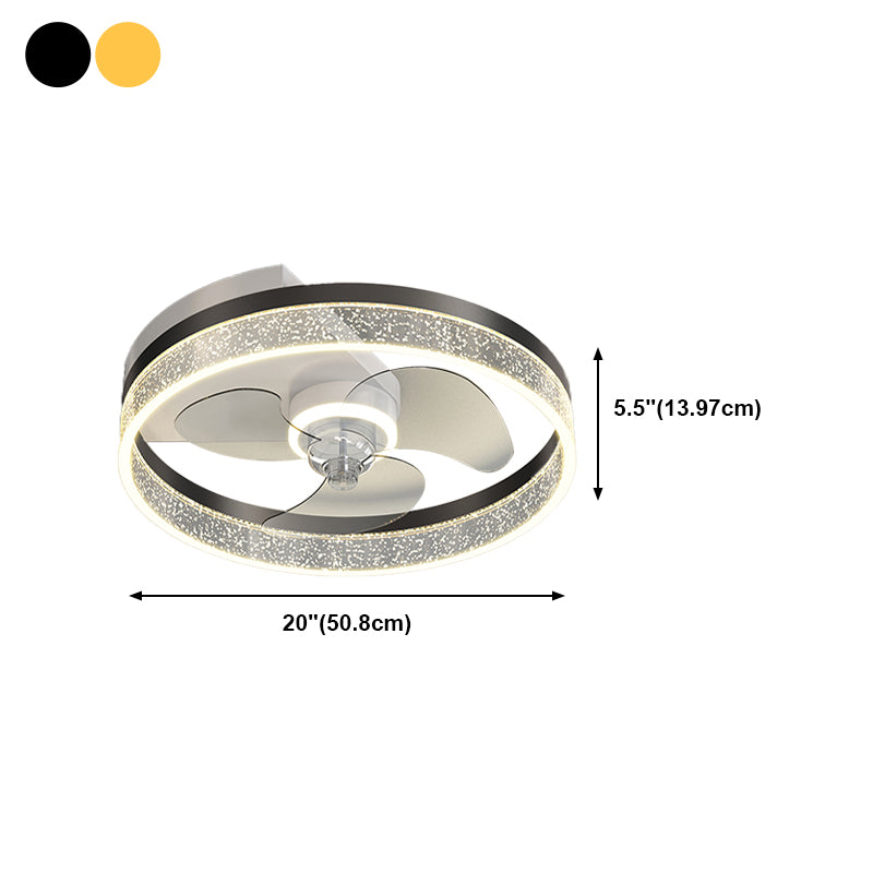 Modern Style LED Fan Light Metal Geometric Flush Mount Light for Living Room