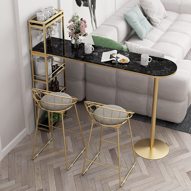 Glam Bar Table 42-inch Height Artificial Marble Top Pub Table with Storage Rack