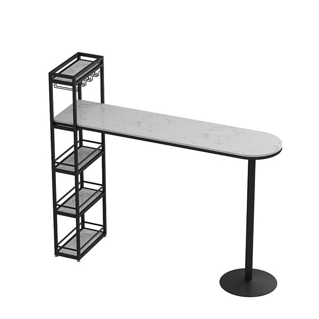 Glam Bar Table 42-inch Height Artificial Marble Top Pub Table with Storage Rack
