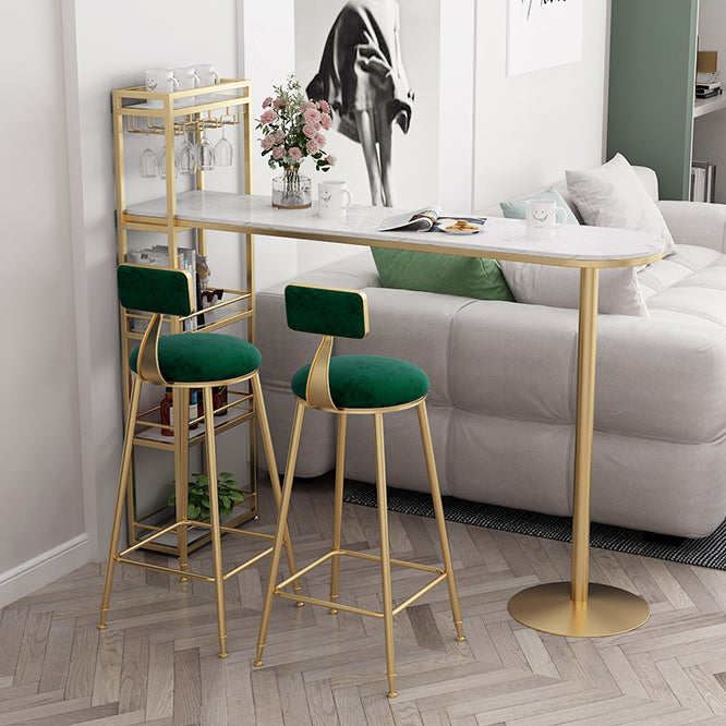 Glam Bar Table 42-inch Height Artificial Marble Top Pub Table with Storage Rack