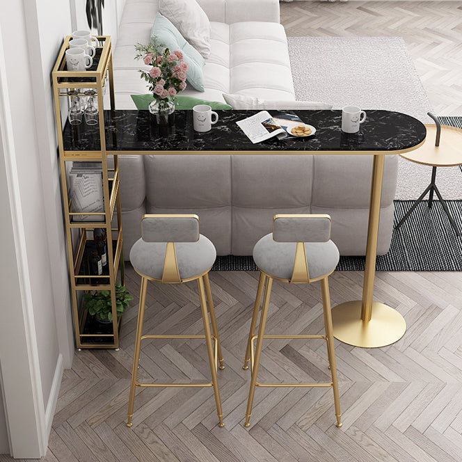 Glam Bar Table 42-inch Height Artificial Marble Top Pub Table with Storage Rack