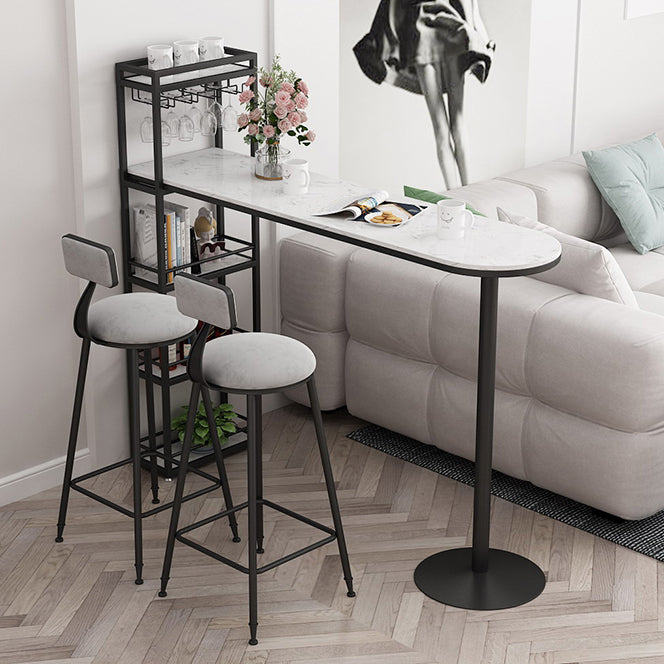 Glam Bar Table 42-inch Height Artificial Marble Top Pub Table with Storage Rack