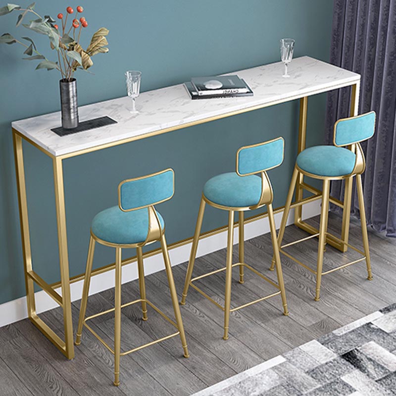 Marble Indoor Trestle Hall/Pub Table Contemporary Bistro Bar Table in White