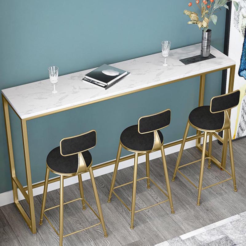 Marble Indoor Trestle Hall/Pub Table Contemporary Bistro Bar Table in White