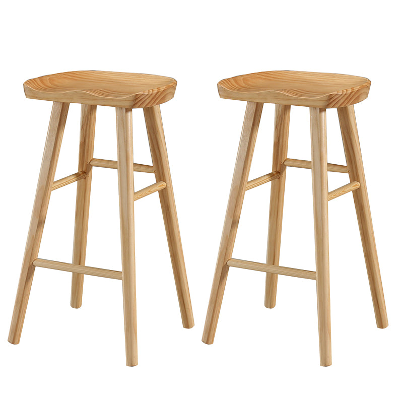 Modern Footrest Counter Chair Saddle Seat Solid Wood Bar Stool in Coffee Shop