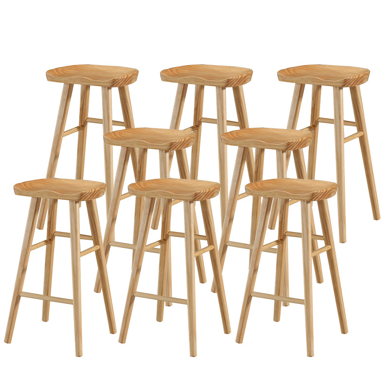Modern Footrest Counter Chair Saddle Seat Solid Wood Bar Stool in Coffee Shop