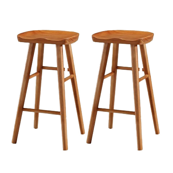 Modern Footrest Counter Chair Saddle Seat Solid Wood Bar Stool in Coffee Shop