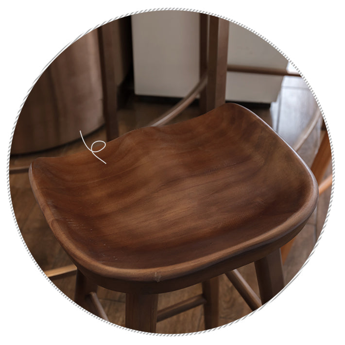 Modern Footrest Counter Chair Saddle Seat Solid Wood Bar Stool in Coffee Shop