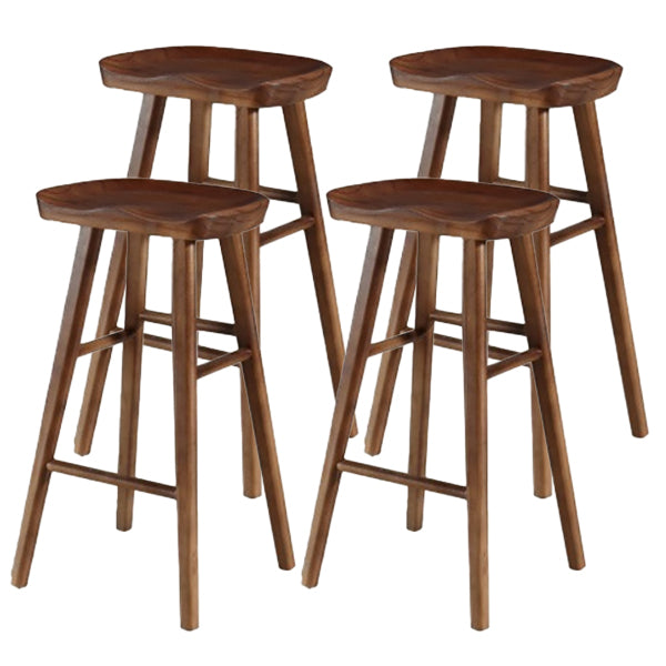Modern Footrest Counter Chair Saddle Seat Solid Wood Bar Stool in Coffee Shop