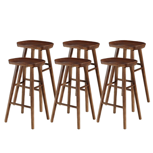Modern Footrest Counter Chair Saddle Seat Solid Wood Bar Stool in Coffee Shop