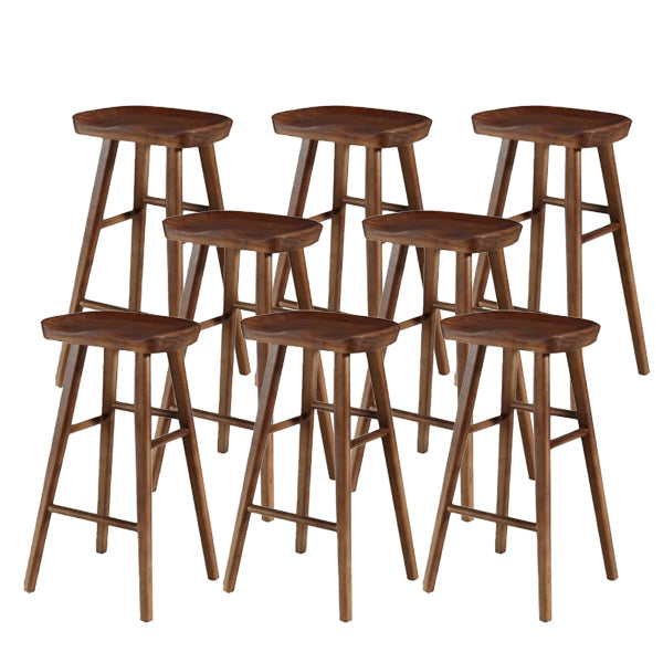 Modern Footrest Counter Chair Saddle Seat Solid Wood Bar Stool in Coffee Shop