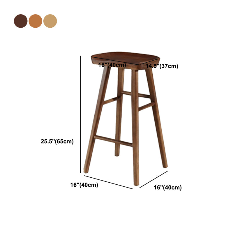 Modern Footrest Counter Chair Saddle Seat Solid Wood Bar Stool in Coffee Shop
