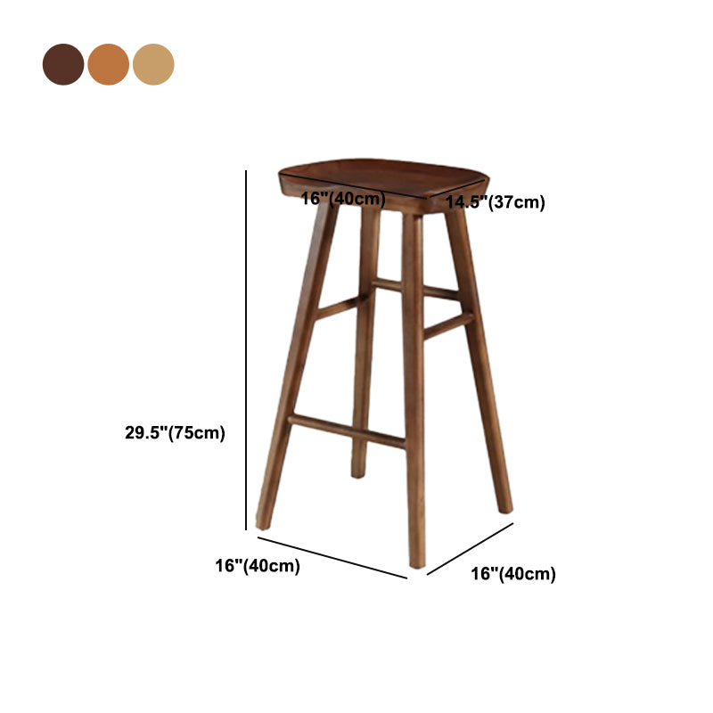 Modern Footrest Counter Chair Saddle Seat Solid Wood Bar Stool in Coffee Shop