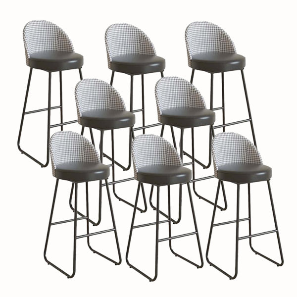 Modern Leather Footrest Counter Chair Bucket Bar Stool with Black Base