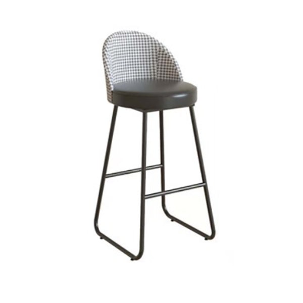 Modern Leather Footrest Counter Chair Bucket Bar Stool with Black Base