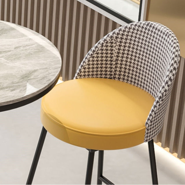 Modern Leather Footrest Counter Chair Bucket Bar Stool with Black Base