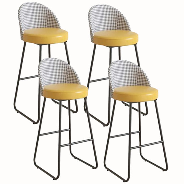 Modern Leather Footrest Counter Chair Bucket Bar Stool with Black Base