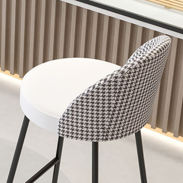 Modern Leather Footrest Counter Chair Bucket Bar Stool with Black Base