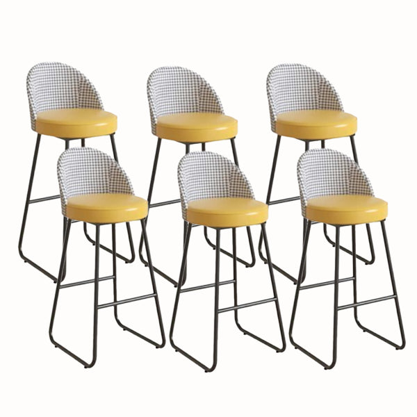 Modern Leather Footrest Counter Chair Bucket Bar Stool with Black Base