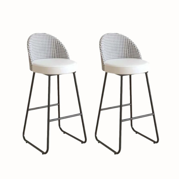 Modern Leather Footrest Counter Chair Bucket Bar Stool with Black Base