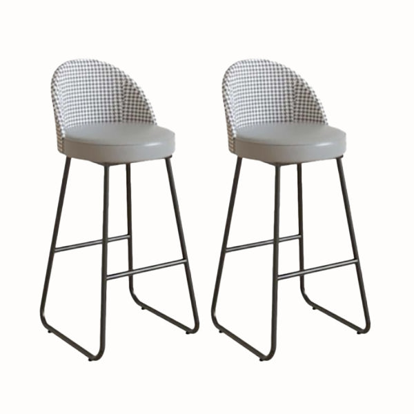 Modern Leather Footrest Counter Chair Bucket Bar Stool with Black Base