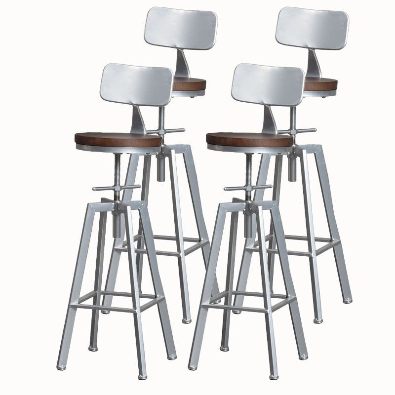 Industrial Style Wood Top Barstool Adjustable Bar Stool for Living Room