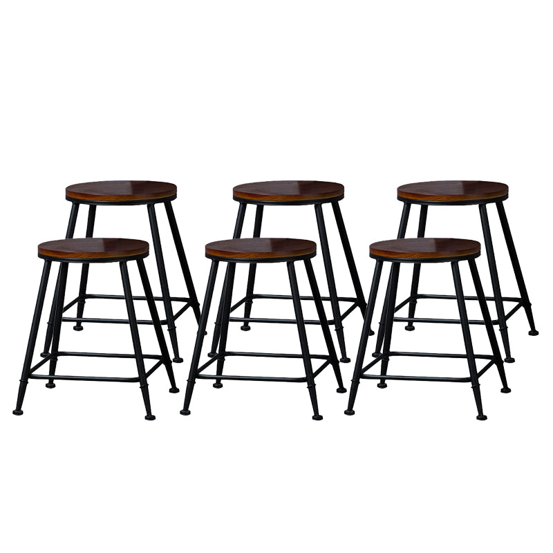 Indoor Industrial Style Wood Top Barstool Metal 4 Legs Bar Stool with Pedal