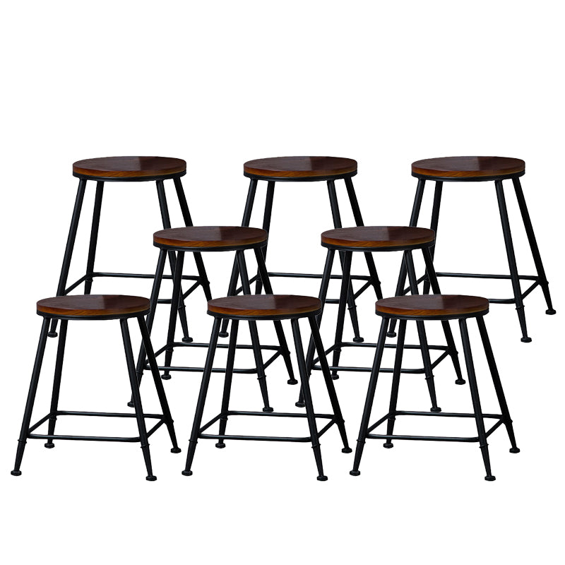 Indoor Industrial Style Wood Top Barstool Metal 4 Legs Bar Stool with Pedal